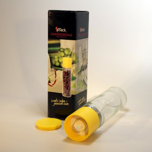 Pfeffermühle und Salzmühle mit Keramikmahlwerk für feine und grobe Mahlung stufenlos einstellbar – frische Farbe für ihr Ambiente Zitrone gelb - 2