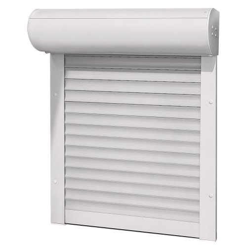 Vorbaurollladen Typ Loop, 39mm Aluminium-Lamelle 145x140cm mit Gurtwickler, Bedienseite: Links, (weiß (ähnlich RAL 9010)) als Maßanfertigung