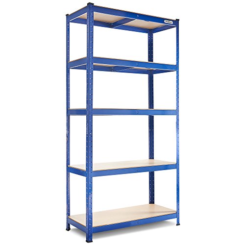 VonHaus 1,8 m schweres Stahl & MDF-Regal Fachbodenregal m. 5 Fächern / Werkbank – Massiv 875 kg Kapazität - 7