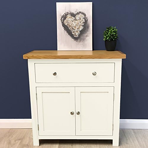 CHARLTON PAINTED WHITE MINI OAK SIDEBOARD / OAK CUPBOARD / SOLID WOOD / STORAGE DRESSER / NEW