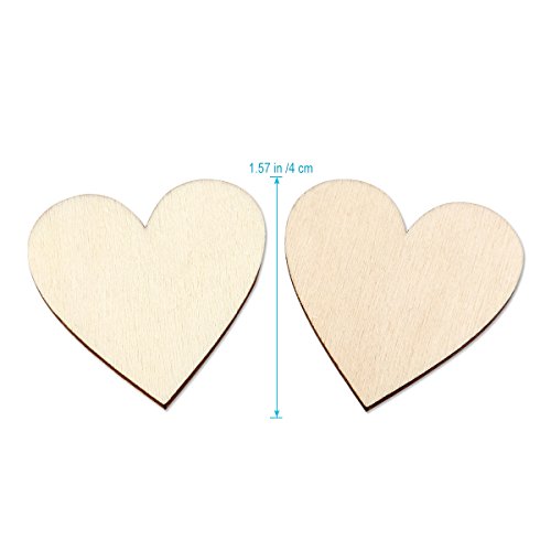 VORCOOL 100 Stück 40mm Herz Holz Scheiben Scheiben Für DIY Handwerk Verzierungen Naturholzscheiben - 4