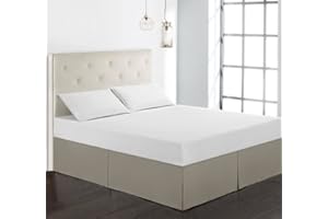 EUPEFIST Gonna da Letto Singolo/Matrimoniali/Una Piazza E Mezzo Mantovana Bed Skirt Giroletto Gonne per Letto Gonna Letto Tre Lati Tessuto Elastica Bedskirts Tinta Unita Pizzo Vestiletto