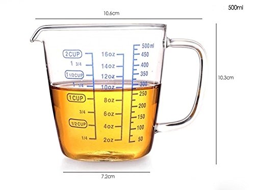AsentechUK® Messbecher 500 ml transparentes Glas - 6