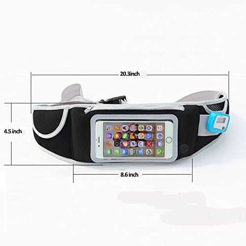Running Belt Waist Pack Bag with Zipper to Hold Cell Phones up to 5.5 inch,Touch Screen Fanny Pack Sport Waist Belt Holder for iPhone 7,7 Plus,6,6s Plus/Sony z5,z4,z3/Samsung S7 edge,S6 edge Plus,S5,j7,A7,A5 / Nokia Blu ZTE Motorola, Fitness Belt Running, Jogging, Walking, Hiking, Race (Black)