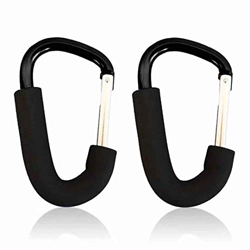 2x Ganchos para Carrito de Bebé Grandes Negros Buggy Clips, Ganchos Seguro Para Bolsas de Compras