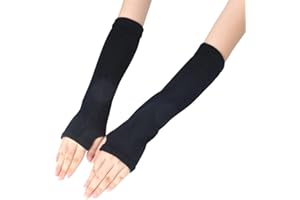 Tadipri 1Pare De Guantes Sin Dedo Calentador De Brazos Guantes De Protección De Uv Invierno Sin Dedos Calentador De Punto De Brazo Y Muñecas(Negro)