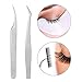 Produktbild Falscher Künstlich Wimpern Pinzette mit Schutzhülle, 2 Arten Antistatik Wimpernpinzette aus Edelstahl, Make-up Wimpernverlängerung und Wimpernpfropfung (2 Stück)