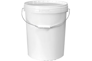 PLAST SERVICE PACK 25 LITRE PLASTIC BUCKET WITH LID & METAL HANDLE ARM, DURABLE, GLOSSED, HARD WEARING BUCKET