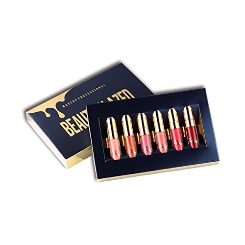 6 Stück Wasserdichte Langlebige Matte Flüssigkeit Lipgloss Lippenstift Kosmetik Make up - 5