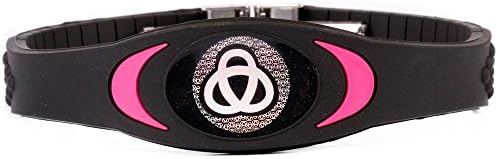 Infinity Pro ION CORE Wristband - Over 4000 Negative Ions Adjustable Bracelet - Tourmaline, Titanium, Germanium, Far Infrared, Alpha Waves, Negative Ions. For Golf, Sport, Sleep. Custom Fit Size &amp; Stainless Steel Clasp (Black/Pink)