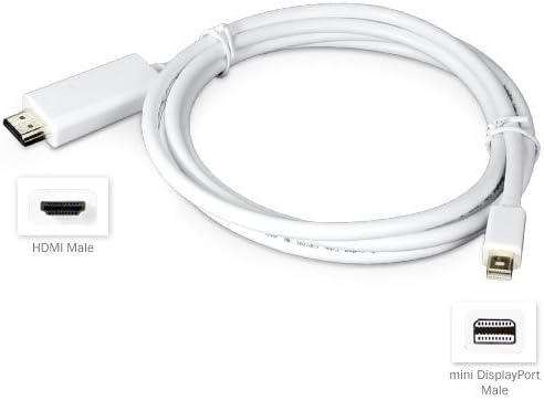 High Quality Mini DisplayPort to HDMI Adapter Cable White-Supports Audio for Apple Macbook|Pro|iMac|Air|Mini Laptop - 1.8 Meter Long