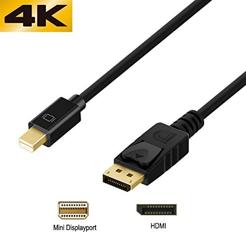 6 Feet Mini DP to DP, ChampSun Mini DisplayPort to DisplayPort 4K Cable with Audio,Thunderbolt Compatible for Surface Pro 5 / Pro 4 / Pro 3 / Pro 2, Macbook Air, Macbook Pro, Mac Mini to Monitors, Projectors-Black