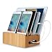Produktbild LIGHTOP Desktop Ladestation Halter Organizer Ständer Bambus Stand Dockingstation mit mehrfachen eingebauten Anschlüssen für Smartphorne Tablets und Laptops