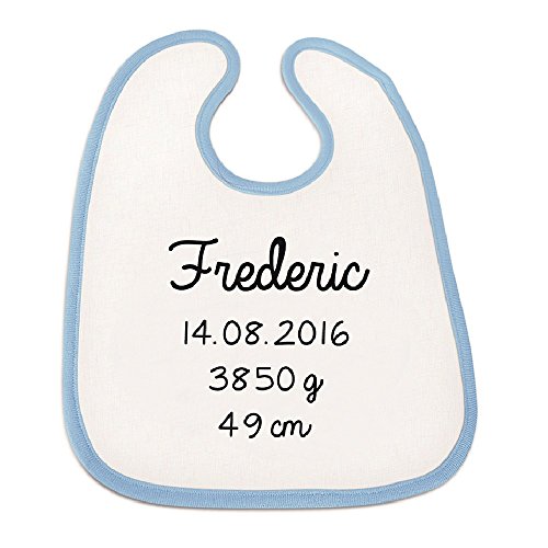 Lätzchen "Name, Geburtsdatum, Gewicht (g) und Größe (cm) / personalisiert" - Mädchen oder Junge Geschenkidee Babylatz Geburt Geschenk Taufe Baby Personalisierung
