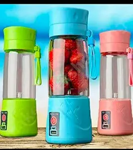 DVLiGHT Portable Electric USB Juice Maker Juicer Bottle Blender Grinder Mixer,4 Blades Rechargeable Bottle with (Multi color) (MULTI)