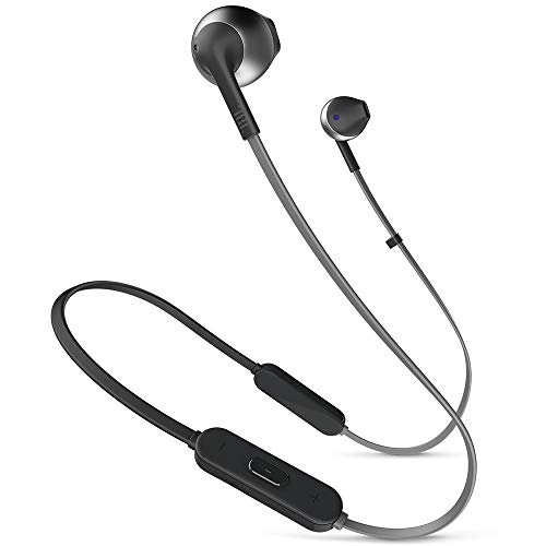 JBL T205BT Pure Bass Wireless All Metal Earbud Headphones with Mic JBL T205BT Pure Bass Wireless All Metal Earbud Headphones with Mic