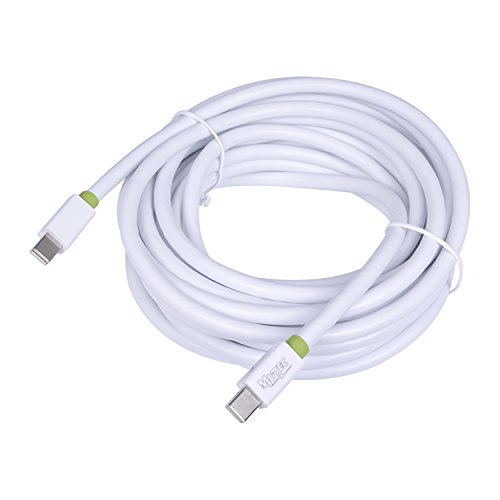 MutecPower 2 Stück von 5 meter Mini DisplayPort (DP) männlich auf Mini DisplayPort (DP) männlich Kabel – 4K Ultra HD – Weiß – 5m Mit 2 Kabelbinder - 3