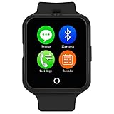 Limin smart watch UV-Strahlen Herzfrequenz-Monitor Marquee Card Erwachsenen Bluetooth Phone Uhr Geburtstagsgeschenk Telefon SIM TF Karte Andrews IOS (schwarz, blau, rot, weiß) (Color : Black)