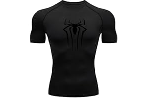 MIDUNU T-Shirt à Manches Courtes Spider pour Hommes Respirant à séchage Rapide Sports Top Musculation Survêtement Compression Chemise Fitness Hommes,10,M