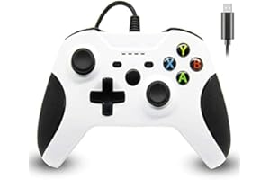 LAMPELC Wired Controller for Xbox One, Xbox Controller with 3.5mm Headset Audio Jack, Xbox One Controllers Wired Gamepads Joysticks for Xbox One/Xbox One X/Xbox One S/PS3 and PC (White)