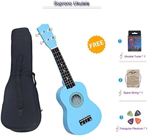 21"Soprano Ukulele with a Carrying Bag and a Digital Tunner, Colorful Designed for Beginner, Kids, Students (Blue)