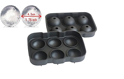 Eiskugelform Ice Ball Mould Sphere Silikon Ice runden Maker 6 x 4,5 cm, perfekt für japanischen Whiskey, Cocktail und jedes Getränk schwarz