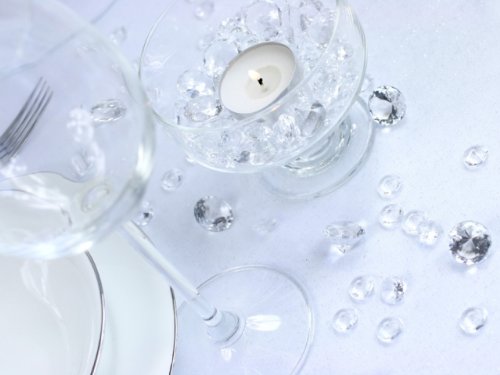 SiDeSo® Dekosteine klar Diamanten 20mm 50 Stück Acryl Tischdeko Hochzeit - 3