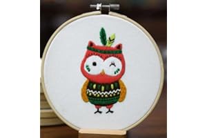 THAT'S IDEAL MARKETPLACE Animal Pattern Embroidery kit for Beginners Adults and Children, 15cm Embroidery Sewing kit, 20cm Embroidery Sewing Learning kit, Sewing Hobby kit (Owl (15cm))