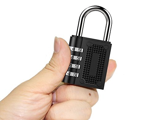 2 Stück Kombinations Zahlenschloss 4-Stellige Vorhängeschloss Schloss für School Gym Locker, Gepäck-Koffer Gepäck Schlösser, Aktenschränke, Werkzeugkasten, Tasche (Schwarz) - 6