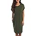 Produktbild Amphia Damen Kurzer Ärmel A-Line Nachtkleid,Frauen Vintage Sommerkleid Lose Rundhals Kurzarm Kleider mit Taschen