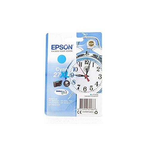 Original XL Tinte passend für Epson WorkForce WF-7610 DWF Epson 27 , 27XL , T27124010 C13T27124010 , T2712 , T271240 – Premium Drucker-Patrone – Cyan – 1.100 Seiten – 10,40 ml - 2