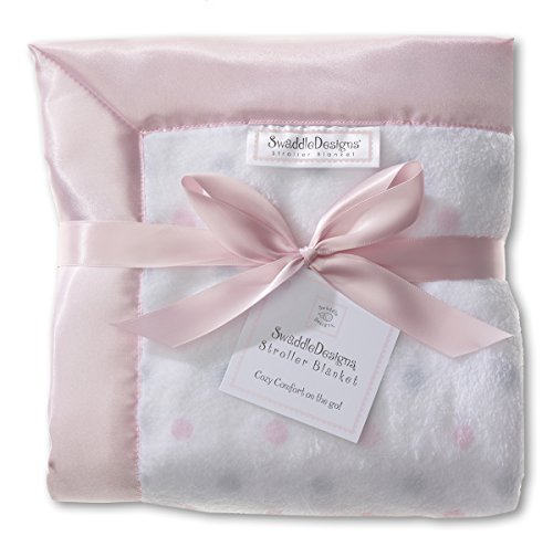 SwaddleDesigns Stroller Blanket, Pastel Pink and Sterling Little Dots