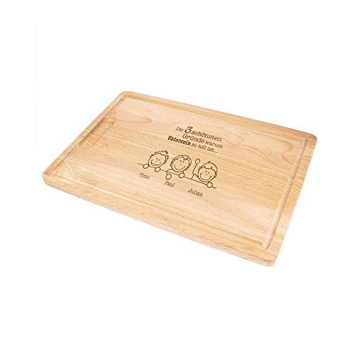Schneidebrett Groß aus Holz mit Gravur “ Gute Gründe Vater zu sein “ – Personalisiert mit Namen der Kinder – ca. 40,5 x 28,5 x 2 cm - 4