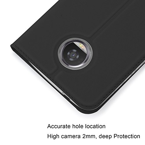 Funda Moto Z2 play Carcasa KuGi Slim Flip Cover Carcasa Cubierta de cuero PU Multi-Angle Shockproof Silicio Protectora de Carcasa con Soporte Plegable para Moto Z2 play 2017 Smartphone Slim Book Series - Negro 