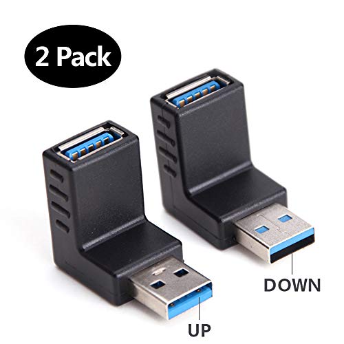 Adaptador USB 3.0 Conector acoplador de ángulo ascendente y descendente vertical de 90 grados macho a hembra