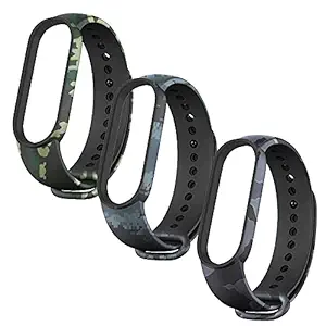 FREXCEZ Adjustable Xiaomi Mi Band 5/ Mi Band 6 Watch Silicone Strap Band Bracelet (Set-3)