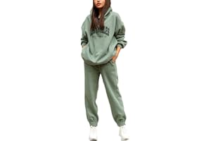 Tomwell Femmes Survêtement Ensemble 2Pcs Suit Mode Ample Manches Longues Sweatshirt Hiver Chaude Sweats à Capuche Et Jogging Pantalons Sportswear Femme Yoga Fitness Dormir