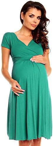 Zeta Ville - Women's Maternity Wrap V-neck Summer Dress - Short Sleeves - 108c (Teal, UK 18, 3XL)