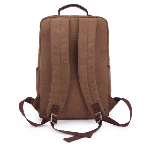 Vintage Canvas Laptop(15 Zoll) Rucksack Schultasche Unitasche,29 x 43 x 12cm(B x H x T) Braun - 4