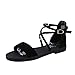 Produktbild Sandalen Damen Schuhe Knöchelriemchen Sommer Zehentrenner Böhmische Strandschuhe Flache Mode Schuhe PU Leder Flach Boden Hausschuhe Hausschuhe Bequeme Strand Schuhe Abendschuhe LMMVP (38CN, Schwarz)