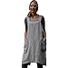 Produktbild WWricotta Women Cotton Linen Pinafore Square Cross Apron Garden Work Pinafore Dress(Grau,XL)