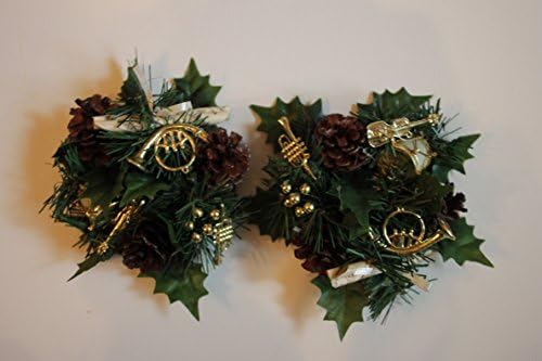 Candle Ring Christmas Music and Instrument Set of 2 (Gold)