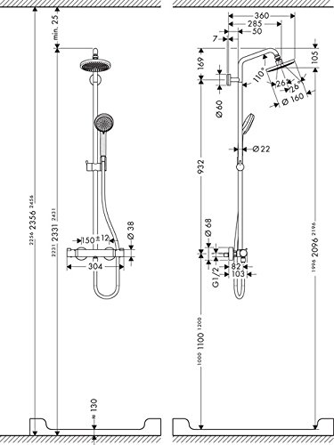 hansgrohe Croma 160 Duschsystem, 4 Strahlarten, chrom - 6