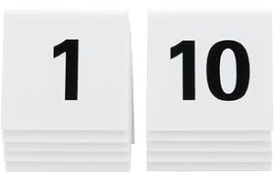 SECURIT - Set de 10 Números de Mesa del 1 al 10 - Apilable - Café, Bar, Restaurante, Hotel - Acrílico - 5,2 x 5,2 x 4,5 cm - Color Blanco