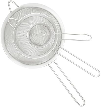 Kinashi 3 Piece Stainless Steel Flour Sifter/Fine Mech Strainer Set, 3-1/8 inch/8 cm, 5-1/2 inch/14cm, 7-7/8-inch/20cm