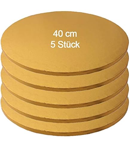 Cake Company Tortenplatte Rund, 35 Cm – 5 Stück, 3 Mm Dick, Silber Alukaschierung, Für Mehrstöckige Torten