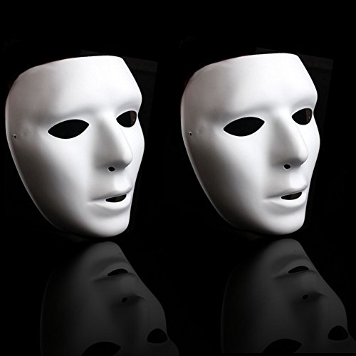 German Trendseller® - 2 x Neutrale Maske Weiß Deluxe ┃ Mann ┃ Gesichtsmaske Weiß ┃ Pantomime ┃ Theater ┃Karneval