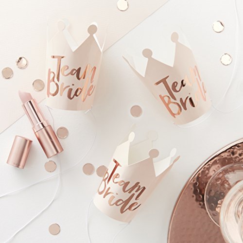 Partykronen Aufduck "Team Bride" 5 Stk Partyhut rosegold Hochzeit Hen Party