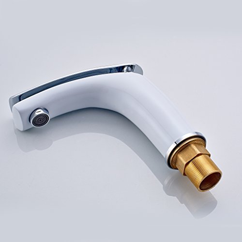 AuraLum® Design Weiß Bad & WC Waschtischarmatur Wasserhahn Waschbecken Waschtisch Mischbatterie Badezimmerarmaturen f.badzimmer mit Langem Schwenkarm - 8