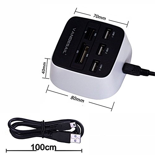 Vandesail® Superspeed 3 Ports USB 2.0 Hub Speicherkarten Kartenlesegerät Mini Port Adapter Für Notebook/ Laptop/ SD/ TF/ MS/ M2 Cards All In One Pro Duo - 7
